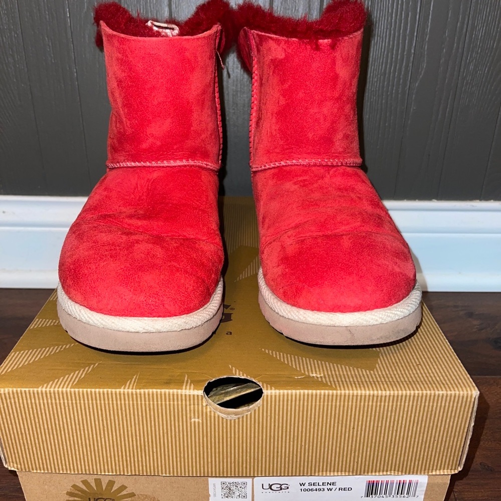 Ugg Selene Boot Red Womens Size 7 Suede Nautical Rope 1006493